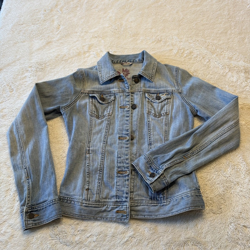 Y2K Vintage Hollister Women's Blue Denim Jacket size Small